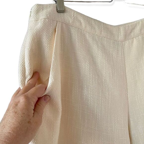 SHEIN Curve Cream Wide Leg Crop Linen Texture Pants 1XL - Picture 3 of 8